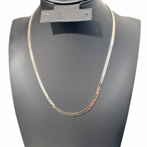 Vintage Givenchy Gold Tone Herringbone Chain Necklace Stamped 17"